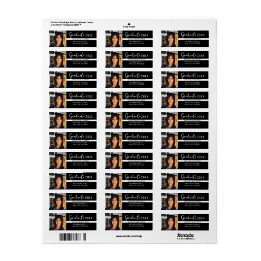 Modern zwart-wit 2025 Afstuderen Foto Etiket (Full Sheet)