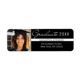 Modern zwart-wit 2025 Afstuderen Foto Etiket