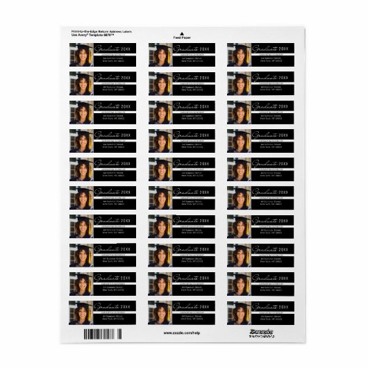 Modern zwart-wit 2025 Afstuderen Foto Etiket (Full Sheet)