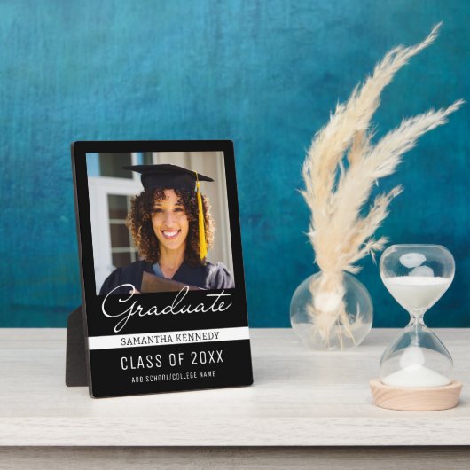 Modern zwart-wit 2025 Afstuderen Foto Fotoplaat (Zijkant)