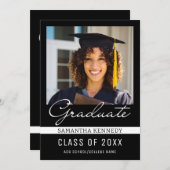 Modern zwart-wit 2025 Afstuderen Foto Kaart (Voorkant / Achterkant)