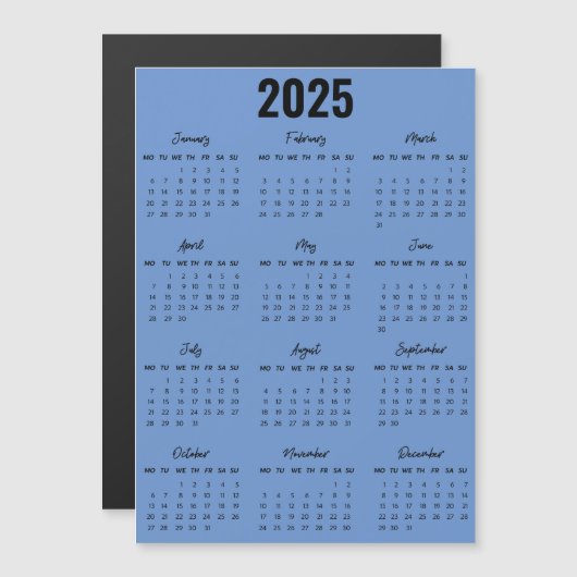 Modern Zwart Wit 2025 Kalender Voljaar Uitzicht (Voorkant / Achterkant)