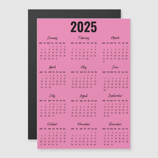 Modern Zwart Wit 2025 Kalender Voljaar Uitzicht (Voorkant / Achterkant)