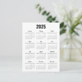 Modern Zwart Wit 2025 Kalender Voljaar Uitzicht Briefkaart (Staand voorkant)
