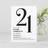 Modern zwart-wit 21e verjaardagsfeest kaart (Staand voorkant)