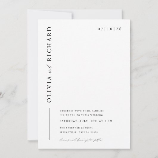 Modern zwart-wit 2 foto bruiloft kaart (Achterkant)