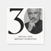 Modern zwart-wit 30e foto verjaardag servet (Voorkant)