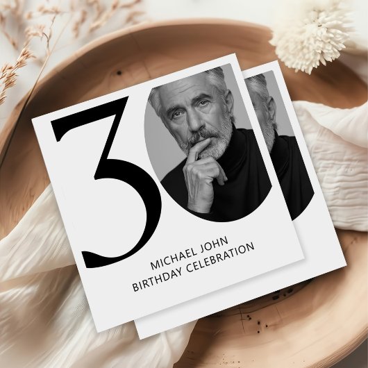 Modern zwart-wit 30e foto verjaardag servet