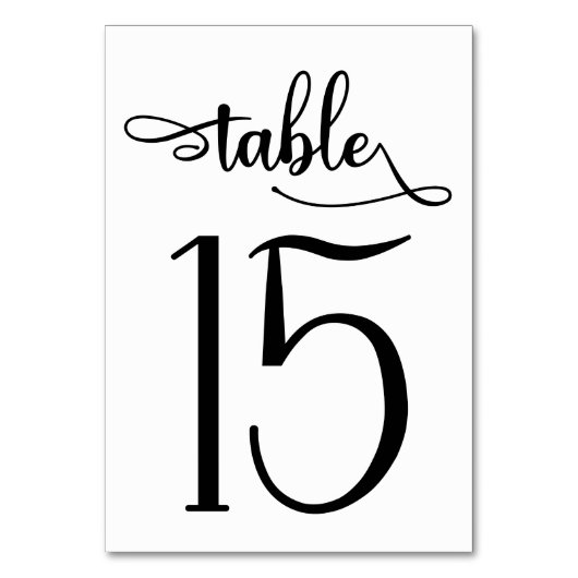 Modern zwart wit 3.5x5 tafelnummer | Tabel 15 (Voorkant)