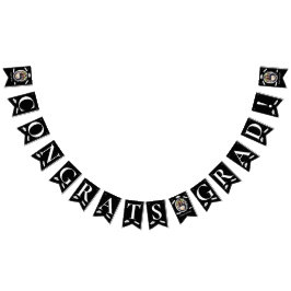 Modern zwart wit 3-foto afstudeerdop, diploma vlaggetjes