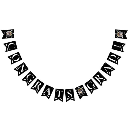 Modern zwart wit 3-foto afstudeerdop, diploma vlaggetjes (Alle)