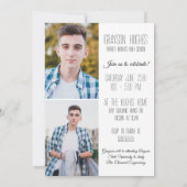 Modern Zwart-wit 3 Foto Stijlvol Afstuderen Kaart (Achterkant)