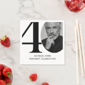 Modern zwart-wit 40e foto verjaardag servet (Insitu)