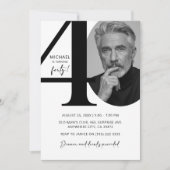 Modern zwart-wit 40e foto verjaardagsfeestje kaart (Voorkant)