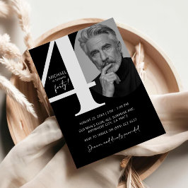 Modern zwart-wit 40e foto verjaardagsfeestje kaart