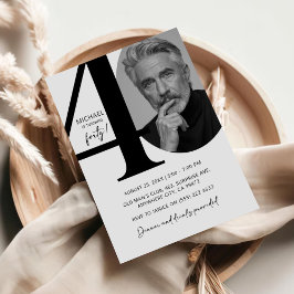 Modern zwart-wit 40e foto verjaardagsfeestje kaart