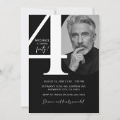 Modern zwart-wit 40e foto verjaardagsfeestje kaart (Voorkant)