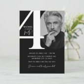 Modern zwart-wit 40e foto verjaardagsfeestje kaart (Staand voorkant)