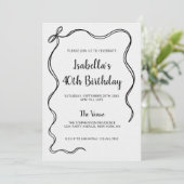 Modern Zwart Wit 40e Verjaardag Hand getrokken Bow Kaart (Staand voorkant)