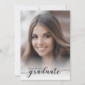 Modern zwart-wit 4-foto afstudeerfeest kaart (Voorkant)