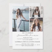 Modern zwart-wit 4-foto afstudeerfeest kaart (Achterkant)