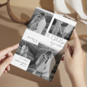 Modern zwart-wit 4 foto typografie bruiloft save the date