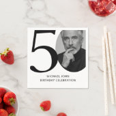 Modern zwart-wit 50e foto verjaardag servet (Insitu)