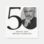 Modern zwart-wit 50e foto verjaardag servet (Voorkant)