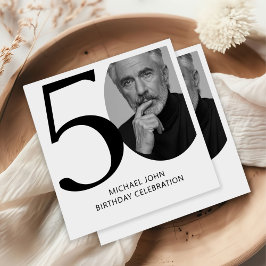 Modern zwart-wit 50e foto verjaardag servet
