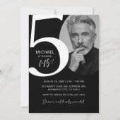 Modern zwart-wit 50e foto verjaardagsfeestje kaart (Voorkant)
