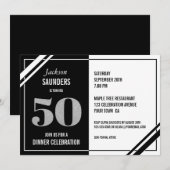 Modern Zwart Wit 50ste Verjaardag Dinner Party Kaart (Voorkant / Achterkant)