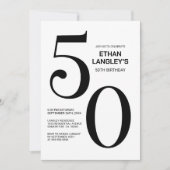 Modern zwart-wit 50ste verjaardagsfeest kaart (Voorkant)