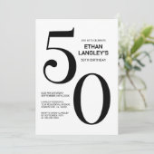 Modern zwart-wit 50ste verjaardagsfeest kaart (Staand voorkant)