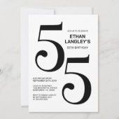 Modern zwart-wit 55ste verjaardagsfeest kaart (Voorkant)