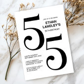 Modern zwart-wit 55ste verjaardagsfeest kaart