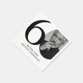 Modern zwart-wit 60e foto verjaardag servet (Hoek)