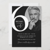 Modern zwart-wit 60e foto verjaardagsfeestje kaart (Voorkant)