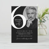 Modern zwart-wit 60e foto verjaardagsfeestje kaart (Staand voorkant)