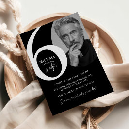 Modern zwart-wit 60e foto verjaardagsfeestje kaart