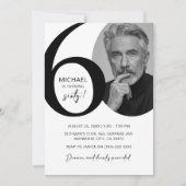 Modern zwart-wit 60e foto verjaardagsfeestje kaart (Voorkant)