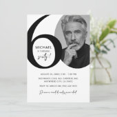 Modern zwart-wit 60e foto verjaardagsfeestje kaart (Staand voorkant)
