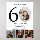 Modern Zwart Wit 60e Verjaardag 4 Foto Welkom Poster (Voorkant)