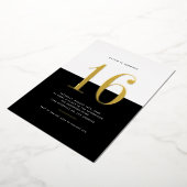 Modern Zwart-wit 60e verjaardag Gouden folie Uitnodiging (Gedraaid)