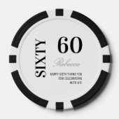 Modern zwart-wit 60ste verjaardag cocktailparty poker chips (Voorkant)