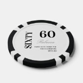 Modern zwart-wit 60ste verjaardag cocktailparty poker chips (Enkel)