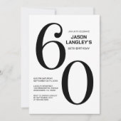 Modern zwart-wit 60ste verjaardagsfeest kaart (Voorkant)