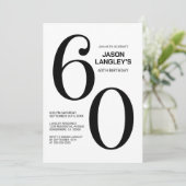 Modern zwart-wit 60ste verjaardagsfeest kaart (Staand voorkant)