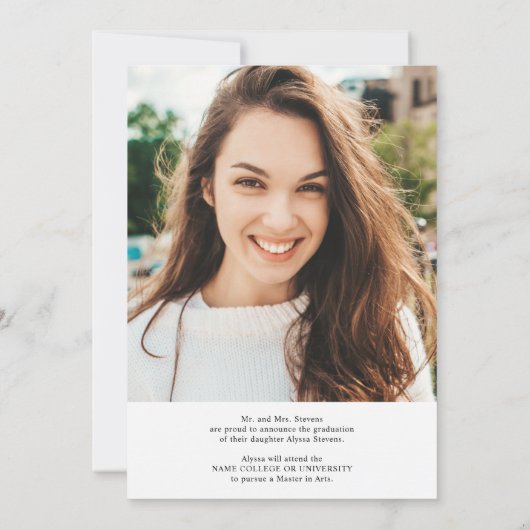 Modern zwart wit 6 afstuderen voor collage fotoras aankondiging (Achterkant)