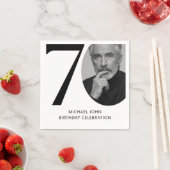 Modern zwart-wit 70e foto verjaardag servet (Insitu)