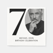 Modern zwart-wit 70e foto verjaardag servet (Voorkant)